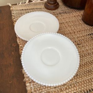 Vintage White Milk Glass Saucers